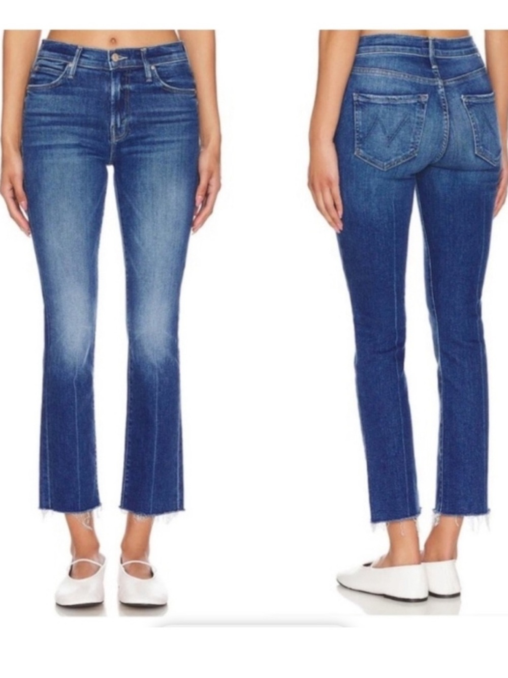 Mother The Rascal Ankle Fray Jeans Opposites Attract Size 29 Stretch MSRP $248